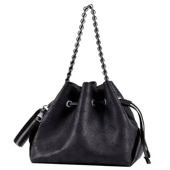 Louis Vuitton Shoulder Bag Punching Monogram Mahina Noir Black - Picture 2 of 14